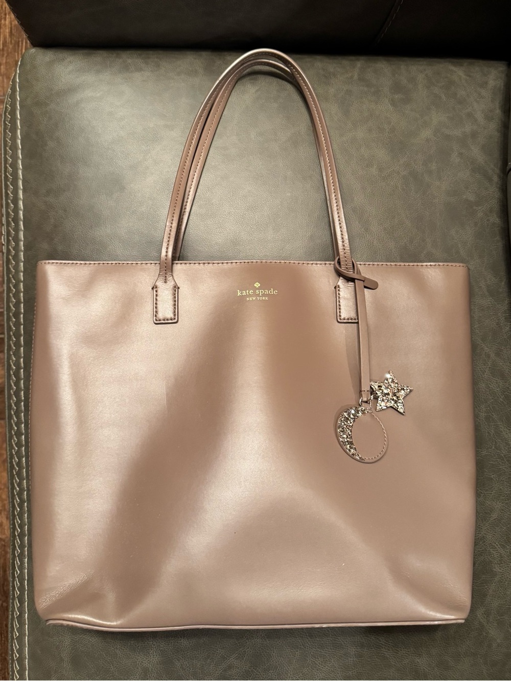 kate spade blush pink leather tote with star & moon charm